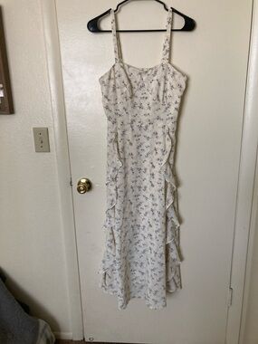 Floral Ruffle Slip Dress in Cream